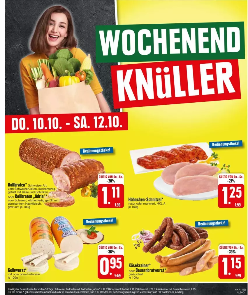 Aktueller Prospekt Edeka - Prospekte - von 07.10 bis 12.10.2024 - strona 27 - produkty: auer, Bau, Bauer, braten, bratwurst, eis, fleisch, gewürz, hackfleisch, Käse, Käsekrainer, küche, Küchen, natur, petersilie, Ria, rollbraten, schinken, schnitzel, schwein, schweine, schweinerücken, Ti, wein, weine, wurst