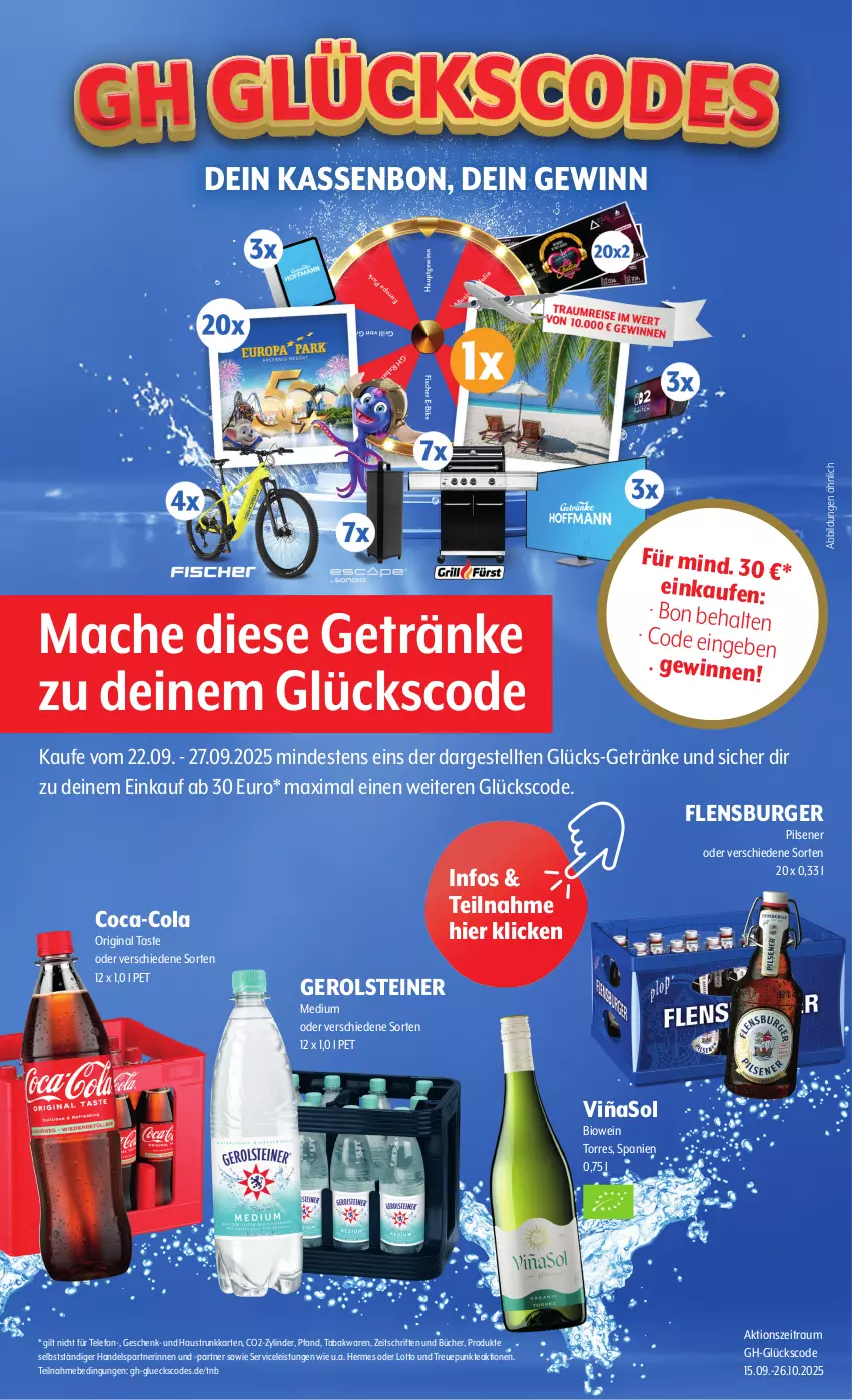 Aktueller Prospekt Getraenke Hoffmann - Prospekte - von 22.09 bis 27.09.2025 - strona 12 - produkty: aust, bio, burger, coca-cola, cola, eis, flensburger, gerolsteine, gerolsteiner, getränk, getränke, gin, mac, pils, pilsener, steiner, telefon, Ti, wein
