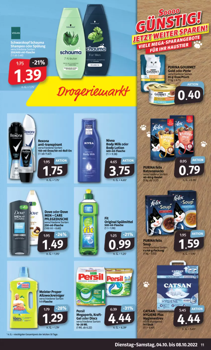 Aktueller Prospekt Markant - Prospekte - von 04.10 bis 08.10.2022 - strona 11 - produkty: dove, eis, felix, purina, reis, ZTE