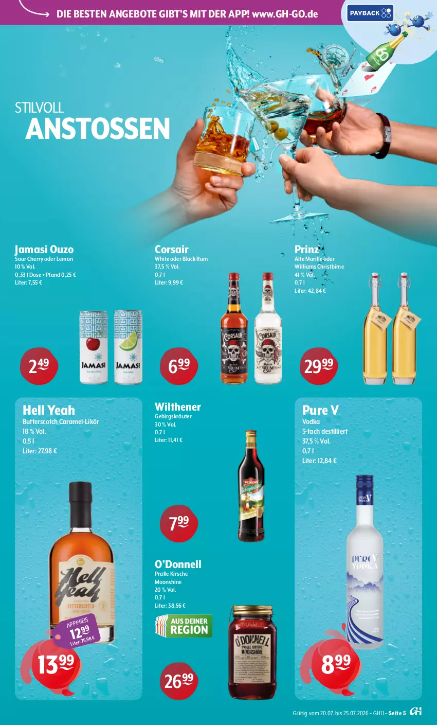 Aktueller Prospekt Getraenke Hoffmann - Prospekte - von 20.07 bis 25.07.2026 - strona 5 - produkty: angebot, angebote, butter, caramel, eis, kirsch, kirsche, kräuter, lack, likör, ouzo, rum, scotch, Ti, vodka, wilthener