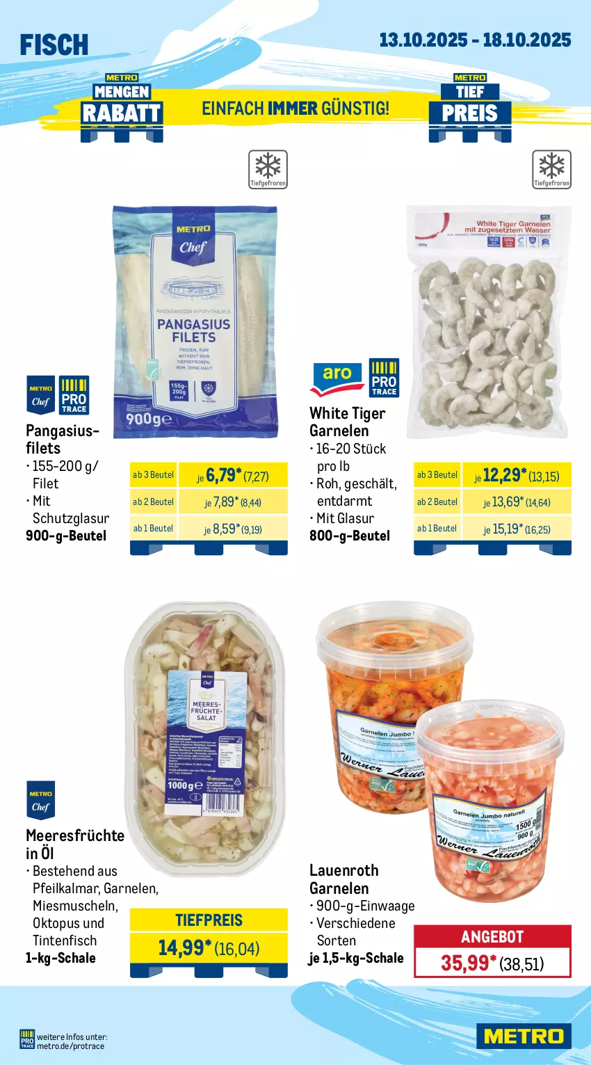 Aktueller Prospekt Metro - Wochen-Angebote - von 13.10 bis 18.10.2025 - strona 6 - produkty: angebot, avocado, beutel, eis, filet, filets, fisch, früchte, garnelen, Kaki, meeresfrüchte, melone, melonen, Metro, Muscheln, obst, Pangasius, reis, Schal, Schale, Ti, tiefpreis, Waage