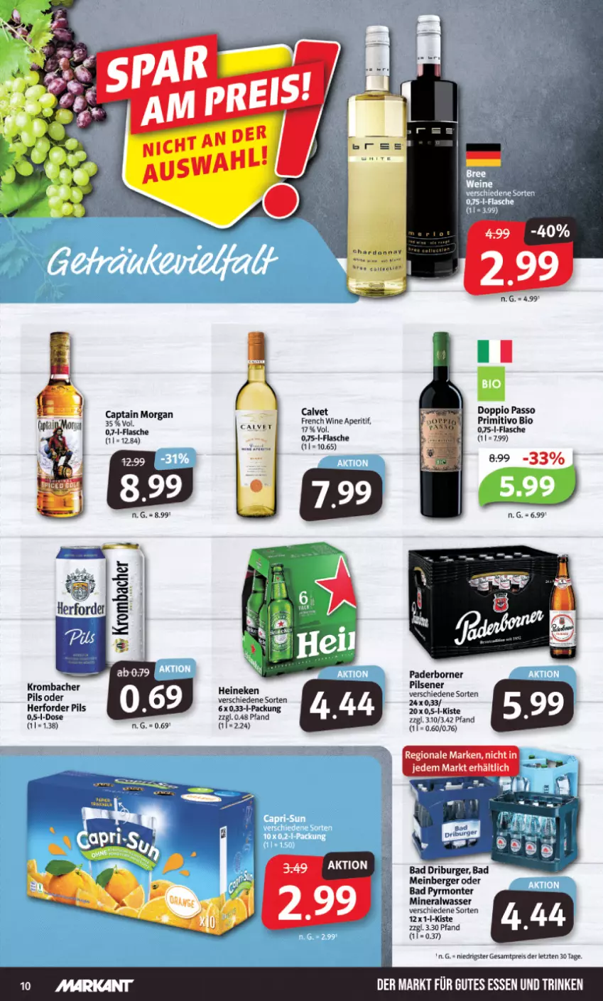 Aktueller Prospekt Markant - Prospekte - von 20.03 bis 25.03.2023 - strona 10 - produkty: Alwa, aperitif, Bad, Berger, bio, burger, doppio passo, eis, flasche, heineken, krombache, krombacher, krombacher pils, mineralwasser, monte, passo, pils, pilsener, primitivo, reis, Ti, wasser, ZTE