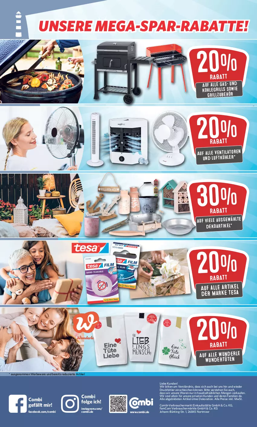 Aktueller Prospekt Combi - Prospekte - von 29.08 bis 03.09.2022 - strona 4 - produkty: dekoration, eis, grill, Grillzubehör, LG, Rauch, reis, Schleich, tesa, Ti, Tüte, ventilator