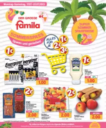 Gazetka promocyjna Famila - Prospekte - Gazetka - ważna od 22.07 do 22.07.2023 - strona 1 - produkty: beutel, eis, elle, energizer, flasche, heinz, jever, ketchup, LG, mayonnaise, Mett, mettwurst, regal, reis, rel, Schal, Schale, schinken, tafeläpfel, teller, Ti, Wella, Weste, Wild, wurst, Yo, ZTE, zwiebel, zwiebelmettwurst