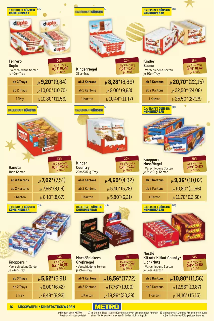 Aktueller Prospekt Metro - Händler Journal - von 19.12 bis 31.12.2024 - strona 15 - produkty: auer, duplo, eis, ferrero, hanuta, Kinder, kinder bueno, kinder country, kitkat, knoppers, lion, mars, Metro, nestlé, nuss, nussriegel, reis, riegel, snickers, süsswaren, Ti