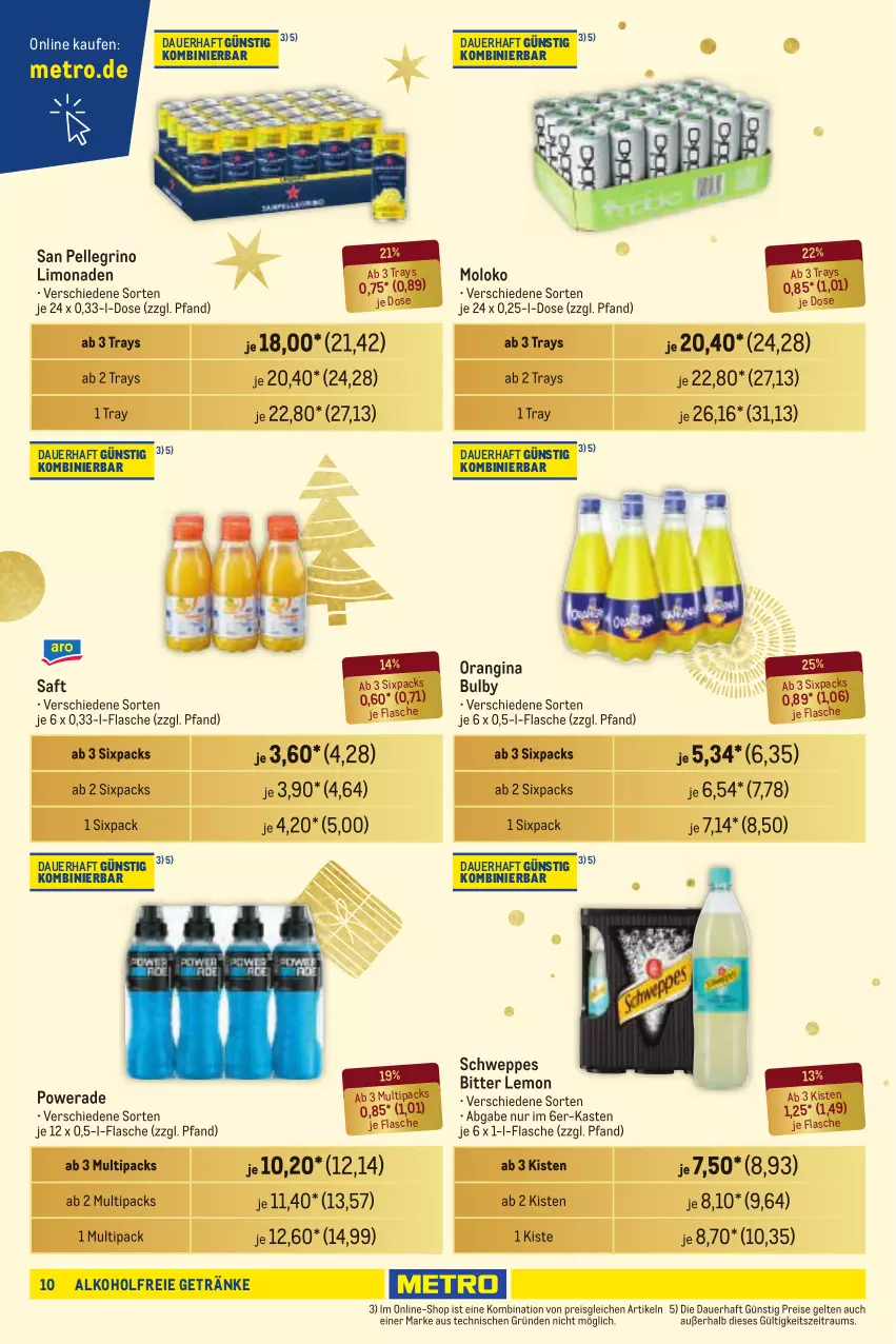 Aktueller Prospekt Metro - Händler Journal - von 19.12 bis 31.12.2024 - strona 9 - produkty: alkohol, alkoholfreie getränke, auer, bitter lemon, eis, elle, flasche, getränk, getränke, gin, limo, limonade, limonaden, Metro, orangina, reis, saft, san pellegrino, schweppes, Ti