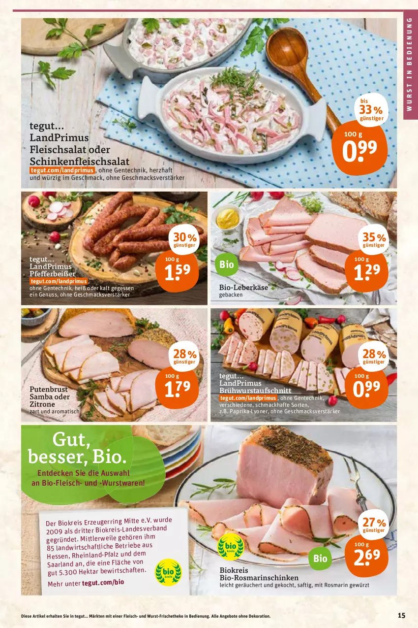 Aktueller Prospekt Tegut - Angebote der Woche - von 07.03 bis 12.03.2022 - strona 17 - produkty: angebot, angebote, arla, aufschnitt, bio, Brühwurst, decke, dekoration, eis, ente, fleisch, fleischsalat, geback, gewürz, Käse, landprimus, leberkäs, leberkäse, lyoner, mac, nuss, paprika, pfeffer, Pfefferbeißer, pute, putenbrust, reis, ring, ritter, rosmarin, rwe, saft, salat, schinken, Ti, tisch, wurst, Yo, zitrone