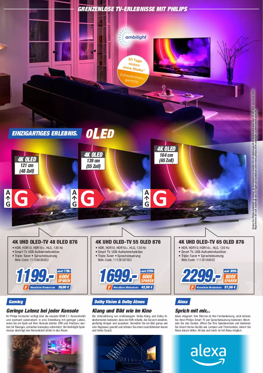 Aktueller Prospekt Expert Singen - Prospekte - von 17.02 bis 23.02.2022 - strona 4 - produkty: alexa, auto, deo, elle, erde, fernbedienung, fernseher, HDMI, Lampe, LG, Oled-TV, Philips, ring, rum, smart tv, Spiele, thermostat, Ti, tisch, tuner, uhd, usb