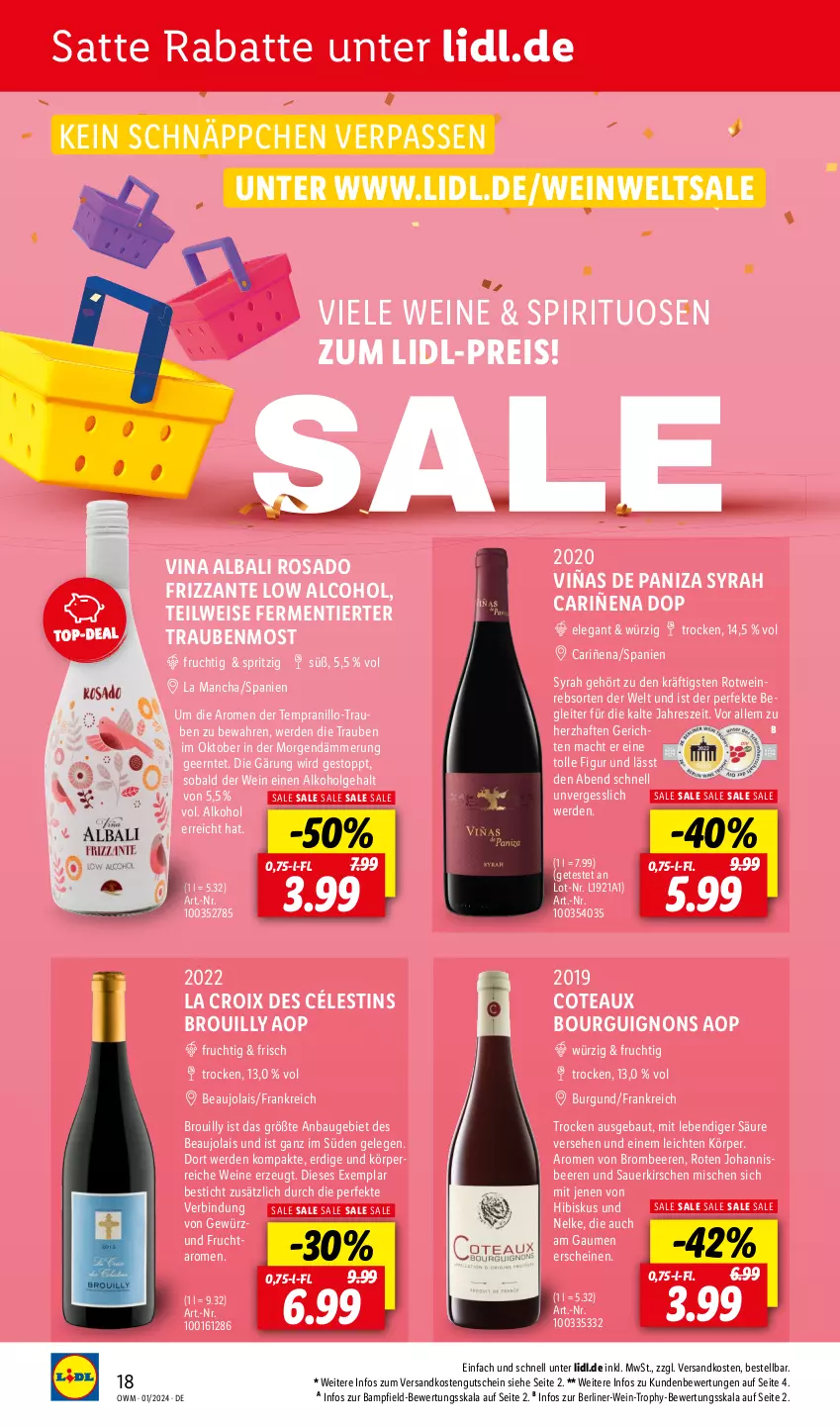 Aktueller Prospekt Lidl - Highlights in der Weinwelt - von 01.01 bis 31.01.2024 - strona 18 - produkty: alkohol, auer, Bau, beere, beeren, berliner, brombeere, brombeeren, eis, erde, frizzante, frucht, gewürz, gutschein, johannisbeere, Johannisbeeren, kirsch, kirsche, kirschen, LG, mac, ndk, reis, rotwein, sauerkirschen, schnäppchen, spirituosen, tempranillo, Ti, trauben, wein, weine