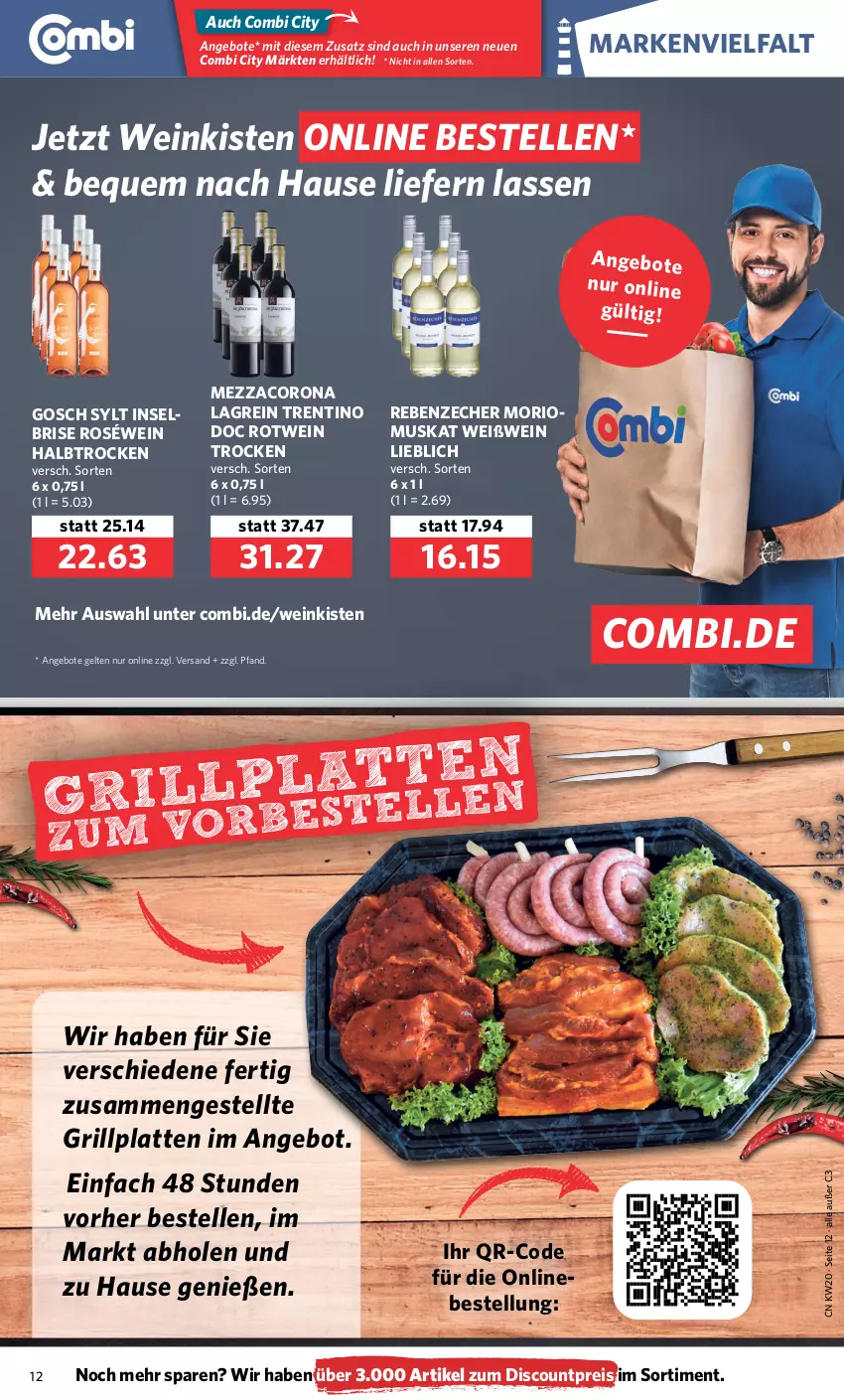 Aktueller Prospekt Combi - Prospekte - von 16.05 bis 21.05.2022 - strona 12 - produkty: angebot, angebote, corona, discount, eis, elle, grill, grillplatte, latte, mezzacorona, reis, roséwein, rotwein, Ti, wein, Weißwein