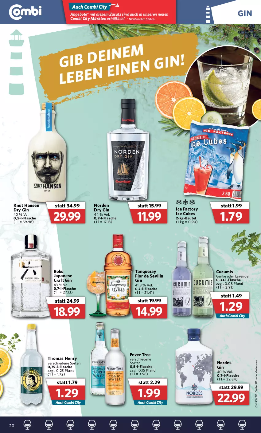 Aktueller Prospekt Combi - Prospekte - von 16.05 bis 21.05.2022 - strona 20 - produkty: angebot, angebote, beutel, dry gin, flasche, gin, gurke, lavendel, Tanqueray, thomas henry