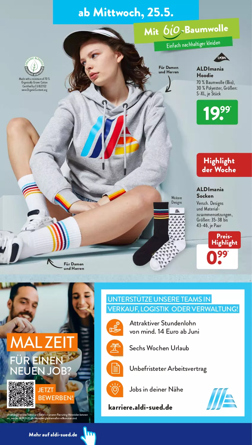 Aktueller Prospekt AldiSud - ALDI Aktuell - von 23.05 bis 28.05.2022 - strona 30 - produkty: aldi, Bau, baumwolle, bio, eis, reis, Ria, socken, Ti, wolle