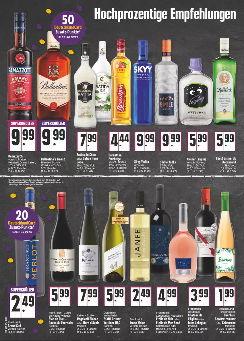 Aktueller Prospekt E Center - Angebote der Woche - von 24.01 bis 29.01.2022 - strona 8 - produkty: ACC, ball, batida, bismarck, blended scotch, blended scotch whisky, elle, erde, flasche, grand sud, Hefe, Heu, kleiner feigling, leine, nero, regal, scotch, scotch whisky, skyy, Skyy Vodka, tee, Ti, vodka, wein, weine, whisky