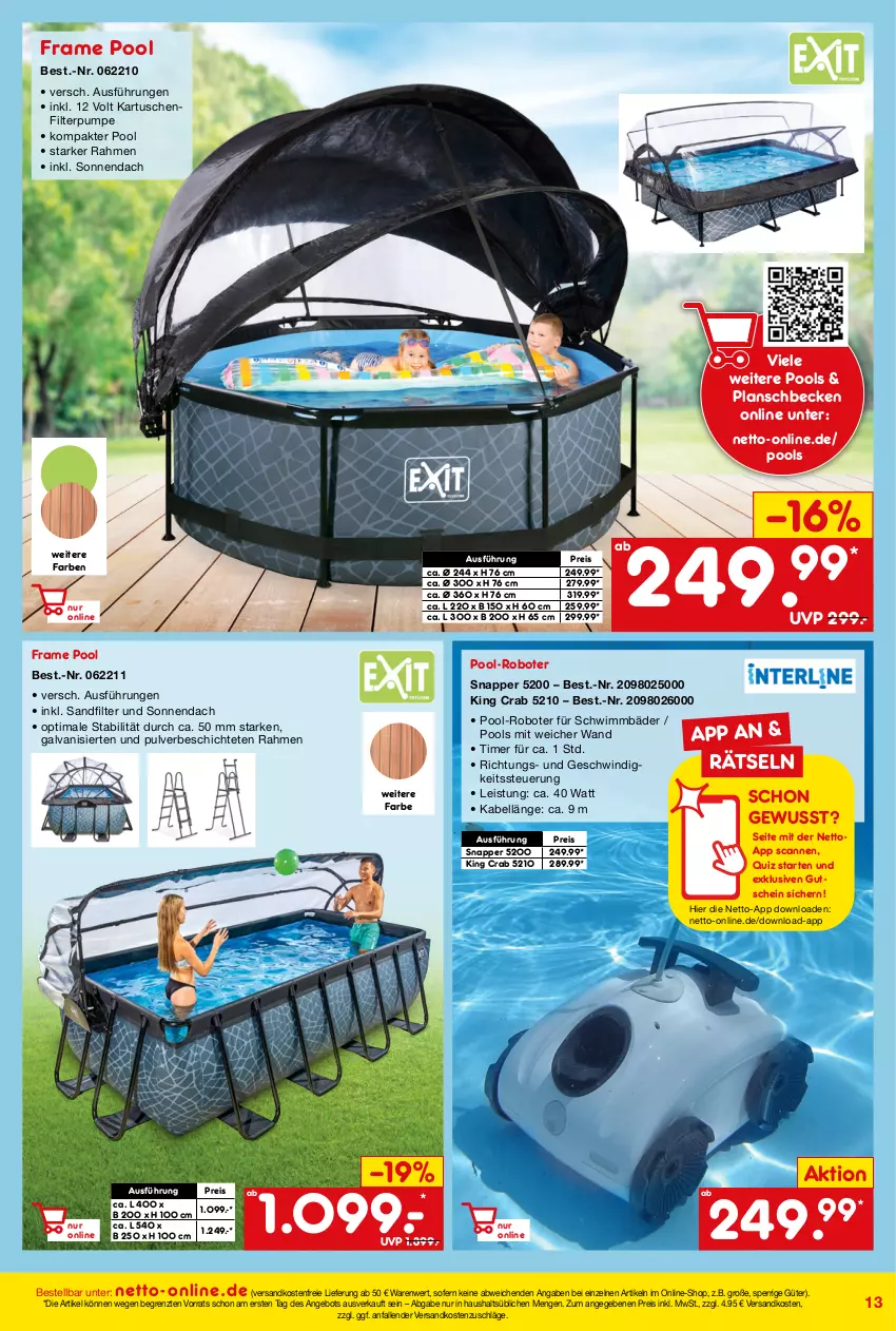 Aktueller Prospekt Netto Marken-Discount - Online-Angebote Juni - von 01.06 bis 30.06.2022 - strona 13 - produkty: angebot, eis, gutschein, ndk, planschbecken, pool, reis, Ti, timer, versandkostenfrei, ZTE