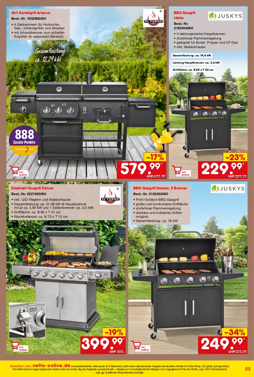 Aktueller Prospekt Netto Marken-Discount - Online-Angebote Juni - von 01.06 bis 30.06.2022 - strona 23 - produkty: abdeckhaube, angebot, edelstahl, eis, gasgrill, grill, grillfläche, Holz, holzkohle, lamm, ndk, reis, Ti, versandkostenfrei, ZTE