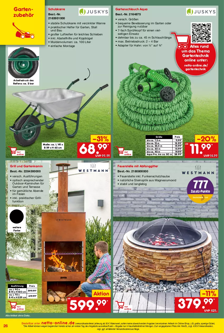 Aktueller Prospekt Netto Marken-Discount - Online-Angebote Juni - von 01.06 bis 30.06.2022 - strona 26 - produkty: adapter, angebot, aqua, Bau, bügel, eis, elle, ente, Garten, Gartenkamin, gartenschlauch, grill, Kamin, Kaminofen, magnesium, ndk, Ofen, reifen, Reinigung, reis, schlauch, Ti, tisch, versandkostenfrei, Wanne, ZTE