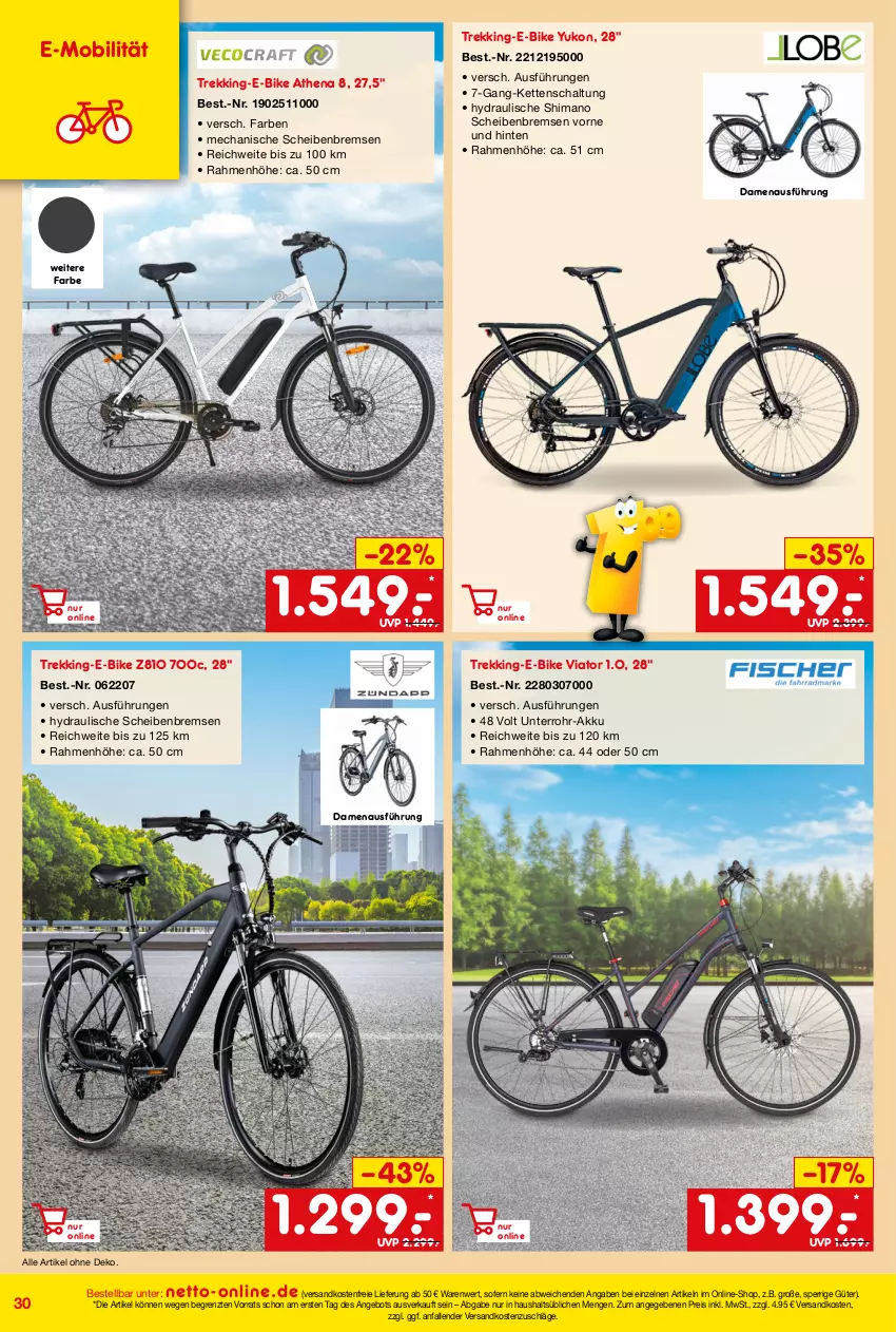 Aktueller Prospekt Netto Marken-Discount - Online-Angebote Juni - von 01.06 bis 30.06.2022 - strona 30 - produkty: akku, angebot, E-Bike, E-Mobilität, eis, Kette, ndk, reis, Schal, shimano, Ti, versandkostenfrei, ZTE