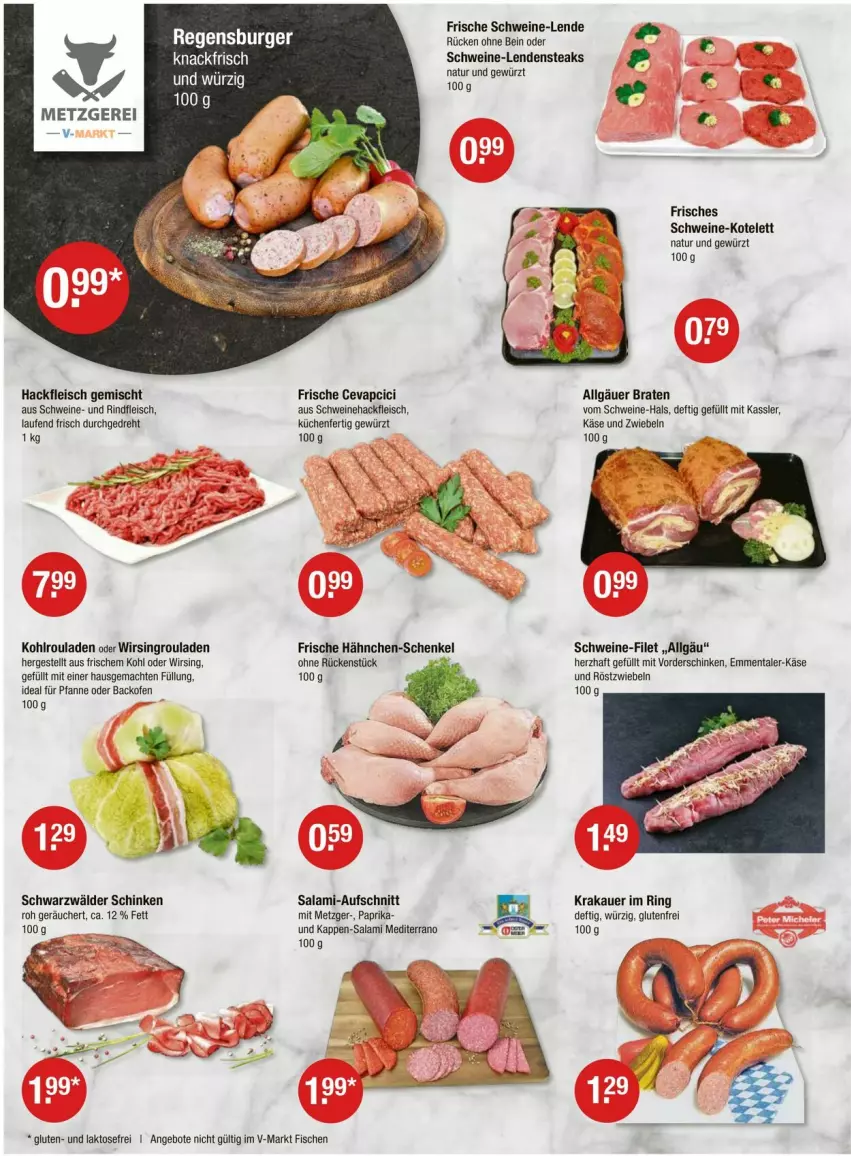 Aktueller Prospekt Vmarkt - Prospekte - von 22.02 bis 28.02.2024 - strona 2 - produkty: angebot, angebote, auer, aufschnitt, backofen, braten, burger, eis, emmentaler, filet, fisch, fische, fleisch, Frische Hähnchen, gewürz, hackfleisch, hackfleisch gemischt, hähnchen-schenkel, henkel, Käse, Kohlrouladen, kotelett, krakauer, küche, Küchen, Laufen, LG, mac, natur, Ofen, paprika, pfanne, regensburger, rind, rindfleisch, ring, röstzwiebeln, rouladen, salami, schenkel, schinken, schwarzwälder schinken, schwein, schweine, schweine-filet, Schweinehackfleisch, steak, steaks, Ti, wein, weine, Wirsing, zwiebel, zwiebeln