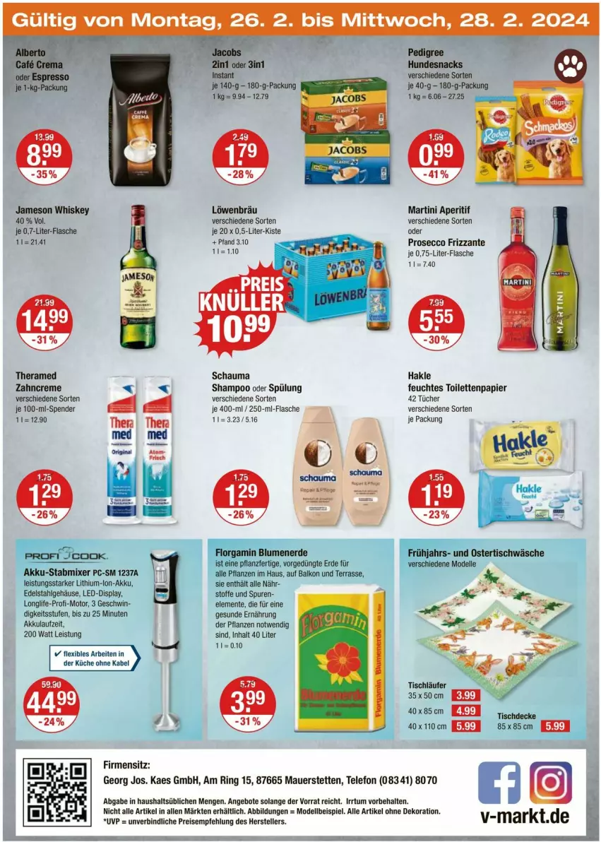 Aktueller Prospekt Vmarkt - Prospekte - von 22.02 bis 28.02.2024 - strona 20 - produkty: akku, alle artikel ohne dekoration, angebot, angebote, aperitif, auer, creme, dekoration, dell, ecco, edelstahl, eis, ente, erde, feuchtes toilettenpapier, flasche, frizzante, gin, hakle, hundesnack, hundesnacks, jameson, kaes, küche, Läufer, LG, longlife, martini, Mixer, Mode, papier, pedigree, pflanze, pflanzen, prosecco, ring, schauma, shampoo, shampoo oder spülung, snack, snacks, spülung, stabmixer, telefon, theramed, Ti, tisch, tischläufer, toilettenpapier, tücher, whiskey, zahncreme