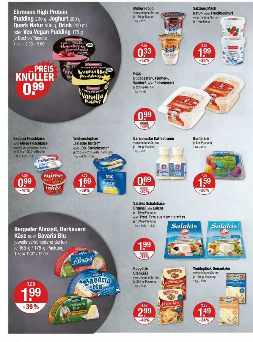 Aktueller Prospekt Vmarkt - Prospekte - von 22.02 bis 28.02.2024 - strona 6 - produkty: auer, bärenmarke, Bau, Bauer, bavaria blu, Becher, bergader, butter, drink, ehrmann, eier, eimer, eis, feta, flasche, fleisch, fleischsalat, froop, frucht, fruchtjoghurt, gin, Holz, joghur, joghurt, kaffee, Käse, milch, Müller, müller froop, natur, Ofen, Ofenkäse, Popp, pudding, quark, Ria, rouge, rougette, salakis, salat, salz, SalzburgMilch, schafskäse, Streichzart, weihenstephan