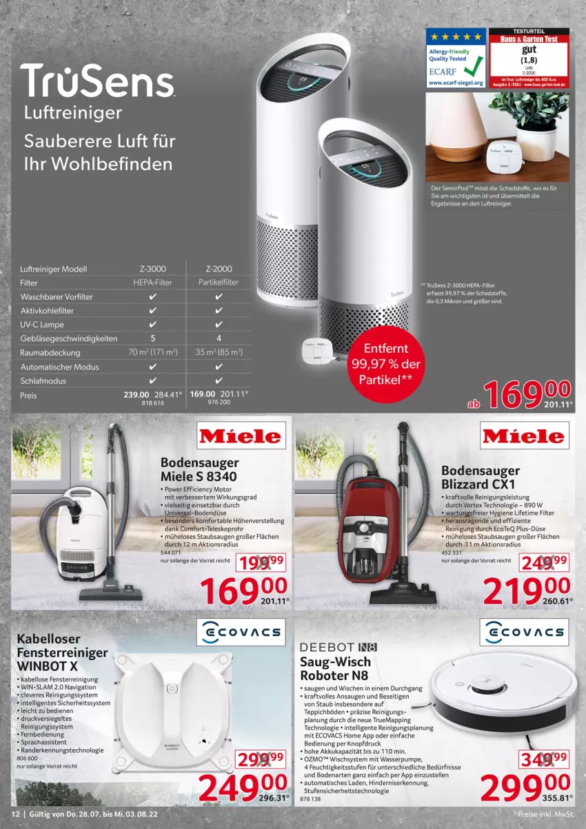 Aktueller Prospekt Selgros - Nonfood - von 28.07 bis 03.08.2022 - strona 12 - produkty: ACC, akku, aldi, auto, Blizzard, bodensauger, Cien, dell, eier, eis, elle, ente, fenster, fernbedienung, Garten, Intel, kraft, Luftreiniger, mab, miele, Mode, reiniger, Reinigung, reis, Teleskop, teppich, Ti, tisch, wasser