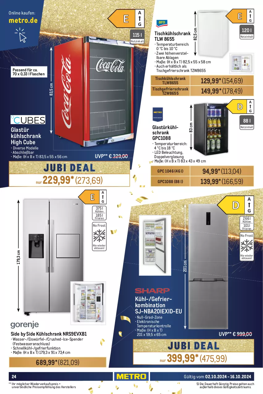 Aktueller Prospekt Metro - Food-NonFood - von 02.10 bis 16.10.2024 - strona 24 - produkty: auer, auto, backofen, Bau, Behälter, beleuchtung, brot, dell, edelstahl, eis, eiswürfel, Elektro, elle, flasche, fleisch, fritteuse, garraum, gefrierkombination, gefrierschrank, glaskeramik, glaskeramik-kochfeld, Glastür, keramik-kochfeld, KitchenAid, kochfeld, küche, Küchen, küchenmaschine, kühlschrank, LG, Metro, Mode, Ofen, reifen, reis, rum, Schrank, schüssel, Spektrum, teller, thermostat, Ti, tisch, wasser, würfel, wurst