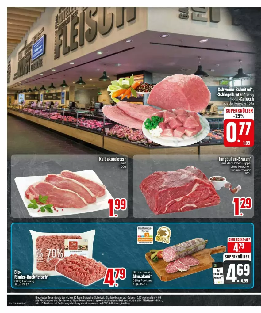 Aktueller Prospekt Edeka - Prospekte - von 25.08 bis 31.08.2024 - strona 14 - produkty: Abtei, braten, deka, eis, gulasch, jungbullen, kalbskotelett, kotelett, reis, salami, schnitzel, schwein, schweine, schweine-schnitzel, Ti, wein, weine, ZTE