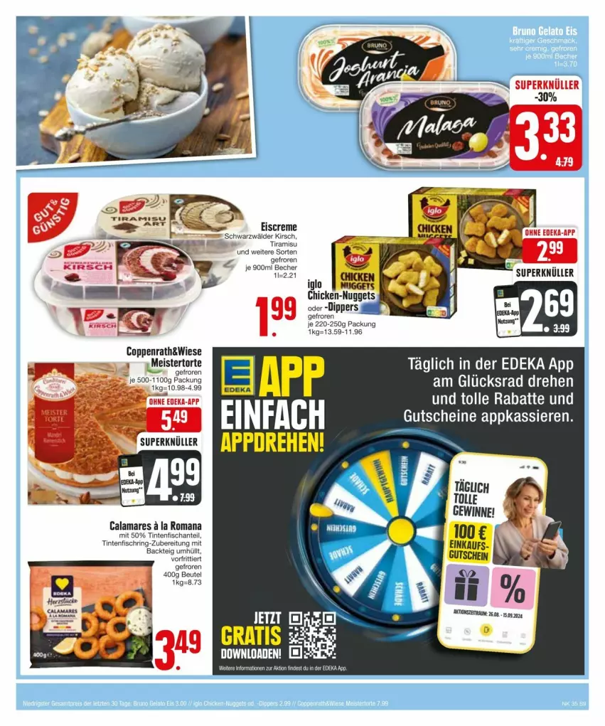 Aktueller Prospekt Edeka - Prospekte - von 25.08 bis 31.08.2024 - strona 9 - produkty: Becher, beutel, coppenrath, creme, dip, eis, eiscreme, fisch, gutschein, kirsch, Meister, nuggets, ring, Ti, torte