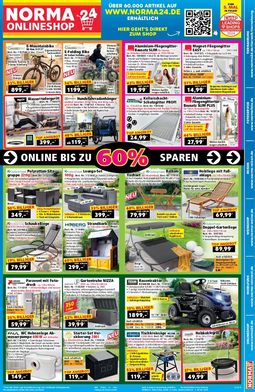 Aktueller Prospekt Norma - Norma - von 16.05 bis 02.06.2024 - strona 1 - produkty: abdeckplane, akku, angebot, Anhänger, auto, Bau, braun, Brei, bürste, bürsten, eis, elle, Fahrrad, fenster, fliegengitter, Garten, gartenliege, Gartentruhe, glasplatte, grill, grillrost, hocker, Holz, Kette, kissen, Kohlegrill, kopfkissen, korb, latte, LG, Liege, lounge-set, Mountainbike, ndk, orange, quad, rasen, Rasentraktor, Regenschutz, reifen, reis, reiss, Ria, ring, Rückenkissen, rückenlehne, rwe, sac, säge, sattel, Schal, Schaukel, Schaukelliege, schrauben, sessel, shimano, sitzkissen, Sport, strandkorb, stuhl, Stühl, Ti, tiernahrung, tisch, Tischkreissäge, Tischset, wasser, wein, weine, weinshop