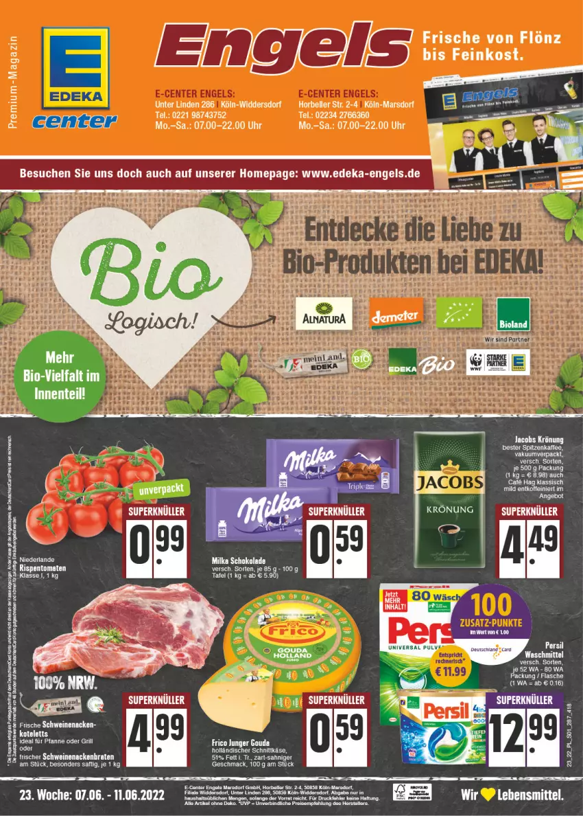 Aktueller Prospekt E Center - Angebote der Woche - von 06.06 bis 11.06.2022 - strona 1 - produkty: angebot, angebotspreis, deutschlandcard, eis, elle, Engel, ente, erde, feinkost, grill, holländischer schnittkäse, jacobs, jacobs krönung, kaffee, Käse, keks, lebensmittel, LG, mac, mars, milka, milka schokolade, pfanne, reis, reiss, rispentomaten, saft, schnittkäse, schoko, schokolade, tee, teller, Ti, tomate, tomaten, uhr, waschmittel