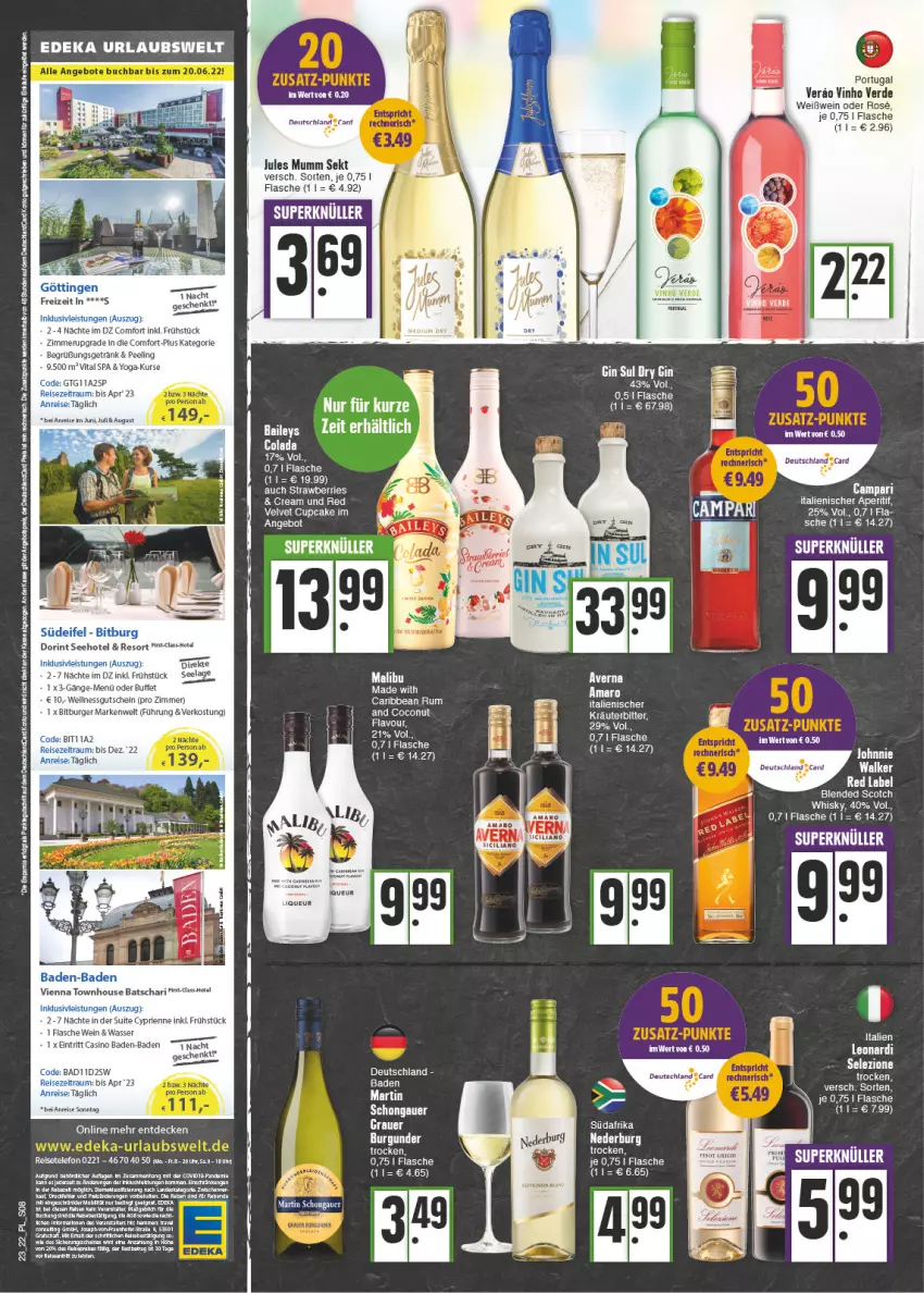 Aktueller Prospekt E Center - Angebote der Woche - von 06.06 bis 11.06.2022 - strona 8 - produkty: angebot, aperitif, auer, averna, Bad, baileys, bitburger, blended scotch, buch, burger, campari, coconut, cola, decke, deka, dry gin, eier, eis, elle, erde, flasche, getränk, gin, gutschein, jules mumm, Kraut, mac, mumm, Peeling, reis, reiss, rel, rum, scotch, sekt, telefon, Ti, vinho verde, vita, wasser, wein, Weißwein, whisky, Yo