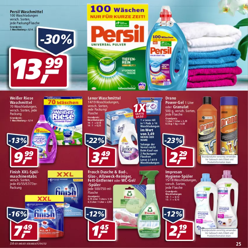 Aktueller Prospekt Real - Real Handzettel - von 31.01 bis 05.02.2022 - strona 25 - produkty: Bad, dusche, eis, Finish, flasche, Frosch, lenor, lenor waschmittel, persil, persil waschmittel, Pods, power-gel, reiniger, reis, resa, spülmaschinen, spülmaschinentabs, Ti, waschmittel, wc-gel, weck