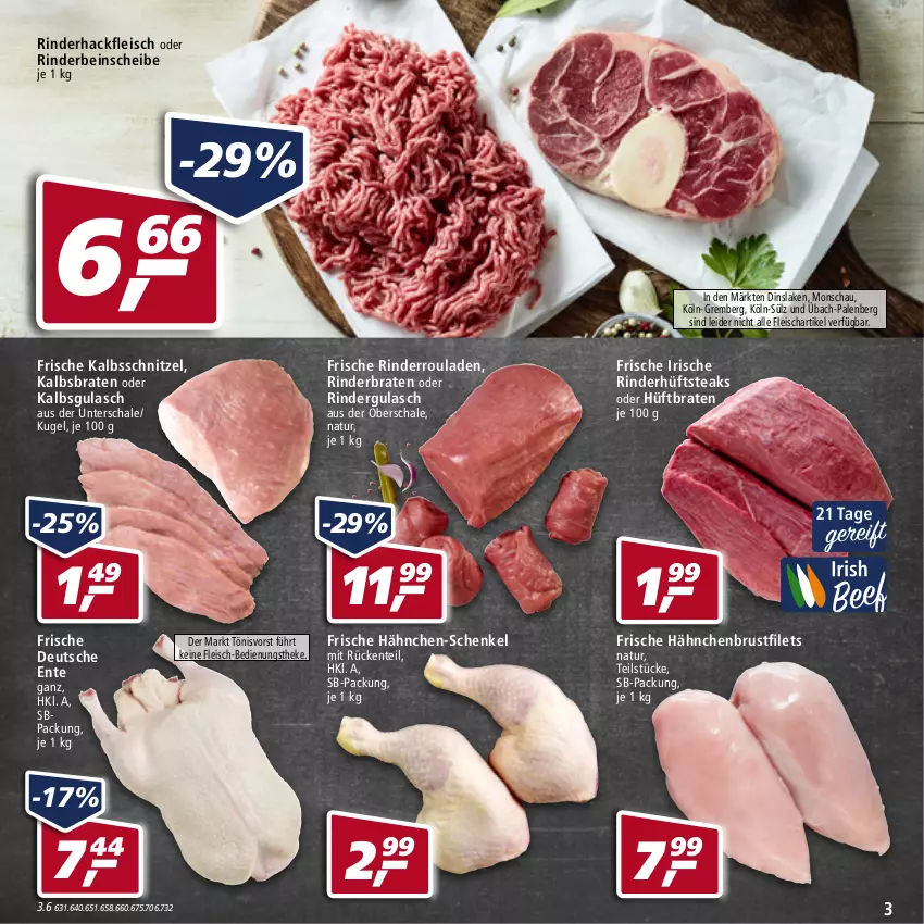 Aktueller Prospekt Real - Real Handzettel - von 31.01 bis 05.02.2022 - strona 3 - produkty: braten, brustfilet, eis, ente, filet, filets, fleisch, Frische Hähnchen, gulasch, hackfleisch, hähnchen-schenkel, hähnchenbrust, hähnchenbrustfilet, henkel, Hüftbraten, hüftsteak, hüftsteaks, kalbsschnitzel, Kugel, natur, oder rindergulasch, rind, rinder, rinderbraten, rindergulasch, rinderhackfleisch, Rinderroulade, rinderrouladen, rouladen, Schal, Schale, schenkel, schnitzel, steak, steaks, Ti