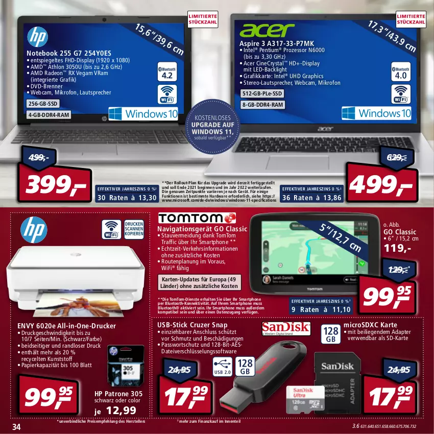 Aktueller Prospekt Real - Real Handzettel - von 31.01 bis 05.02.2022 - strona 34 - produkty: acer, adapter, AMD Radeon, Cif, cin, deo, drucker, dvd, eis, elle, ente, erde, gin, hardware, HD Graphics, HP, Intel, Laufen, lautsprecher, Liege, microsd, microsdxc, navigationsgerät, notebook, papier, Pentium, radeon, reis, rwe, smartphone, Software, spiegel, ssd, teller, Ti, tomtom, uhd, usb