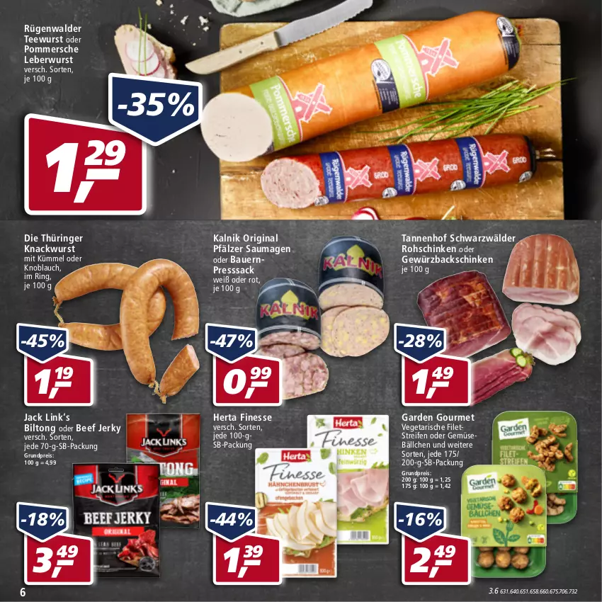 Aktueller Prospekt Real - Real Handzettel - von 31.01 bis 05.02.2022 - strona 6 - produkty: auer, Bau, Bauer, Bauernpresssack, beef, eis, filet, filets, finesse, garden gourmet, gewürz, gin, herta, herta finesse, knoblauch, leberwurst, Pommersche, presssack, reifen, reis, ring, rohschinken, rügenwalder, sac, Saumagen, schinken, tee, teewurst, Vegeta, wurst