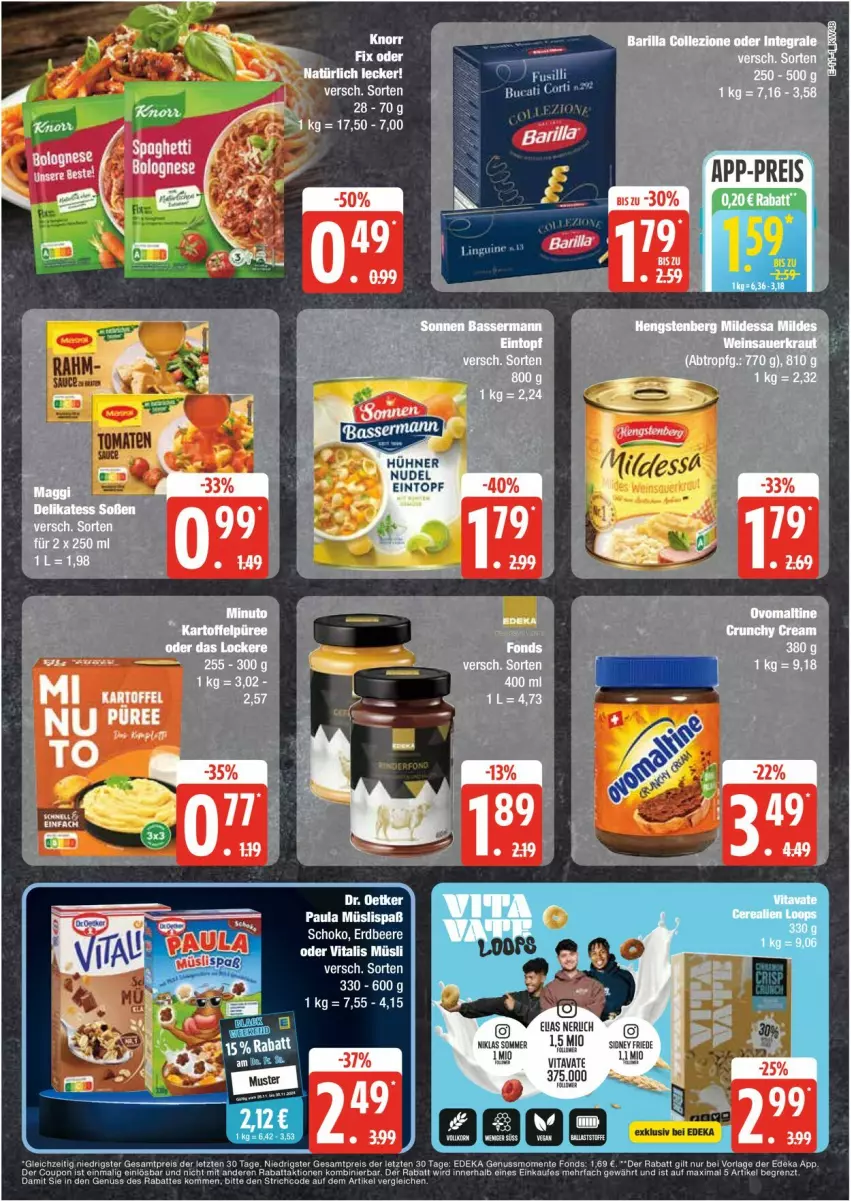 Aktueller Prospekt Edeka - Prospekte - von 25.11 bis 30.11.2024 - strona 11 - produkty: deka, eintopf, eis, knorr, müsli, nudel, nuss, Paula, reis, Ti, topf