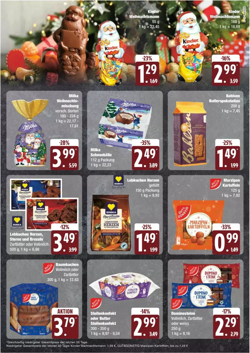 Aktueller Prospekt Edeka - Prospekte - von 25.11 bis 30.11.2024 - strona 15 - produkty: Bau, Dominosteine, eier, eis, kartoffel, kartoffeln, Kinder, kuchen, marzipan, milch, reis, Ti, vollmilch, ZTE