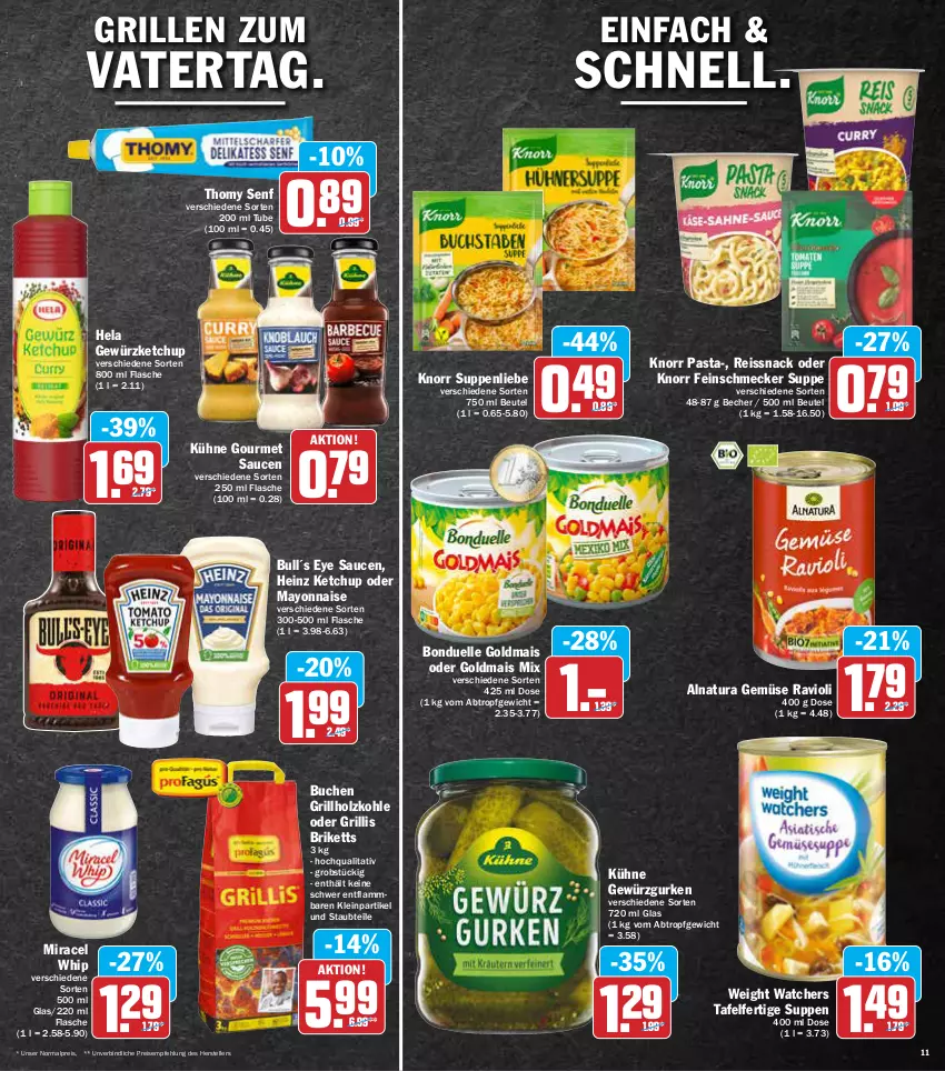 Aktueller Prospekt Aez - Prospekte - von 23.05 bis 28.05.2022 - strona 11 - produkty: Becher, beutel, bonduelle, bonduelle goldmais, briketts, buch, eis, elle, feinschmecker, flasche, gewürz, Gewürzgurke, gewürzgurken, gewürzketchup, Goldmais, goldmais oder, grill, grillholzkohle, gurke, gurken, heinz, Hela, Holz, holzkohle, ketchup, knorr, knorr pasta, Kühne, lamm, mais, mayonnaise, miracel, miracel whip, natur, natura, obst, pasta, ravioli, reis, reiss, sauce, saucen, senf, snack, suppe, suppen, suppenliebe, teller, thomy, Ti, Yo