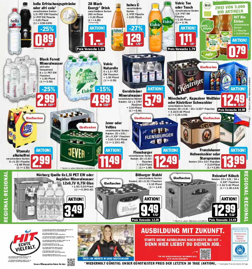 Aktueller Prospekt Hit - Prospekte - von 13.03 bis 18.03.2023 - strona 16 - produkty: aeg, Afri Cola, alkohol, Alwa, bier, bio, bitburger, black forest, burger, cola, drink, drucker, eis, eistee, elle, Engel, flasche, flensburger, franziskaner, gerolsteine, gerolsteiner, getränk, getränke, glasflasche, Hefe, hella, Heu, Hohes C, jever, kerze, köstritzer, lack, Lübecker, malz, mineralwasser, mönchshof, natur, perlen, Rauch, reis, reiss, rel, ssd, Staropramen, steiner, tee, Ti, usb, veltins, vita, vitamalz, volvic, wasser, weissbier, ZTE