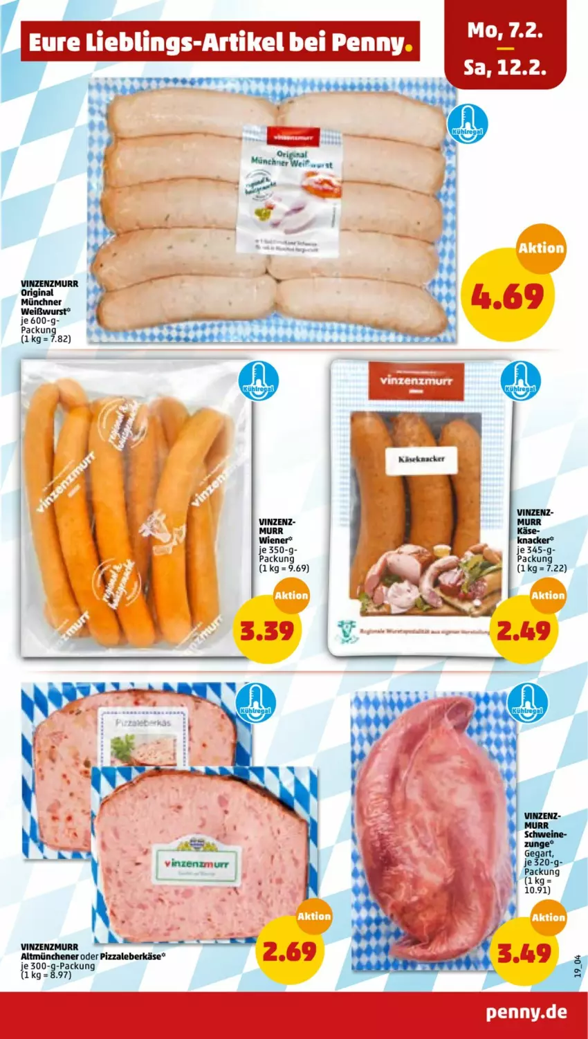 Aktueller Prospekt Penny - Prospekte - von 07.02 bis 12.02.2022 - strona 19 - produkty: gin, Käse, knacker, leberkäs, leberkäse, pizza, Weißwurst, wiener, wurst