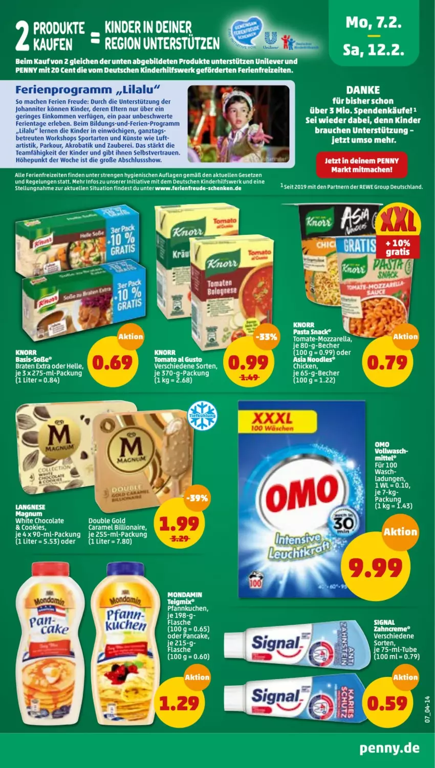 Aktueller Prospekt Penny - Prospekte - von 07.02 bis 12.02.2022 - strona 7 - produkty: Becher, creme, elle, flasche, Kinder, kuchen, lion, mac, pasta, pasta snack, Pfannkuchen, Rauch, rind, ring, roba, Signal, snack, Soße, Sport, Ti, zahncreme