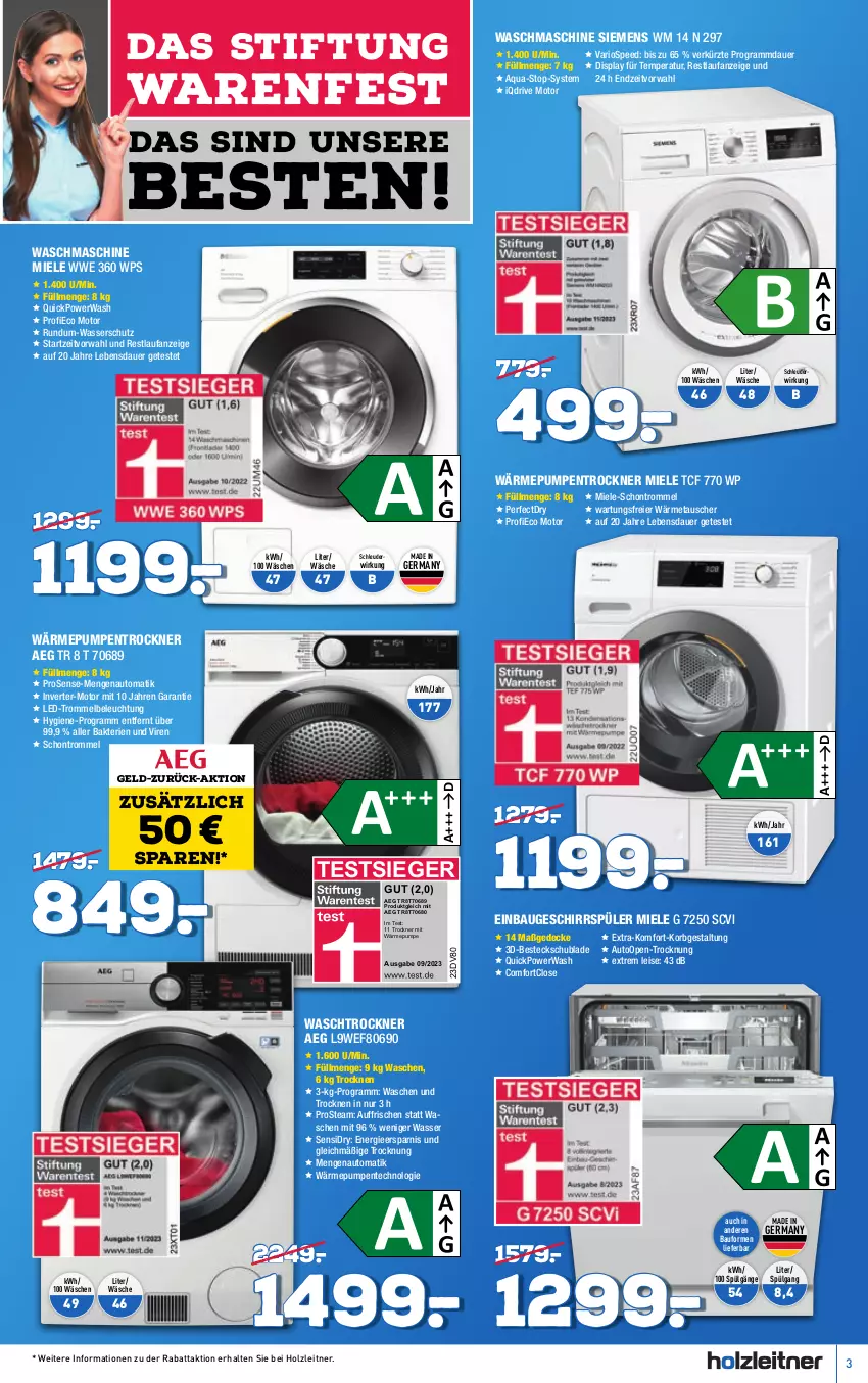 Aktueller Prospekt Holzleitner - von 27.01 bis 29.02.2024 - strona 3 - produkty: aeg, aqua, auer, auto, Bau, beleuchtung, besteck, decke, eier, eis, ente, Germ, geschirr, geschirrspüler, Holz, korb, LG, miele, rosen, siemens, spee, Ti, Trockner, trommel, wärmepumpentrockner, Waschen und Trocknen, waschmaschine, waschtrockner, wasser, ZTE