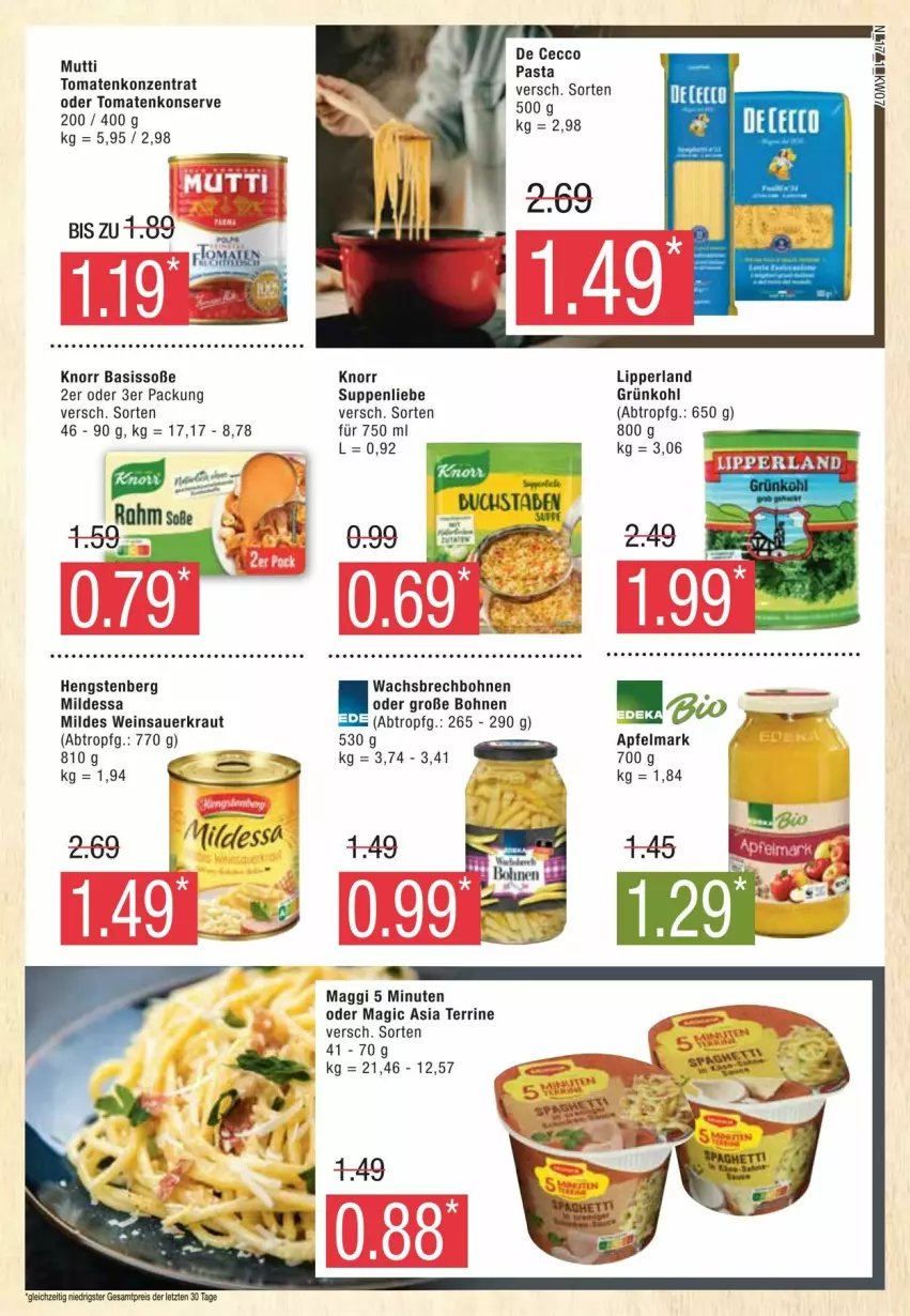 Aktueller Prospekt Edeka - Prospekte - von 10.02 bis 17.02.2024 - strona 17 - produkty: apfel, auer, bohne, bohnen, ecco, eis, hengstenberg, knorr, Kraut, maggi, Mutti, pasta, perla, reis, Sauerkraut, Soße, suppe, suppen, suppenliebe, terrine, Ti, tomate, tomaten, wein, Weinsauerkraut, ZTE