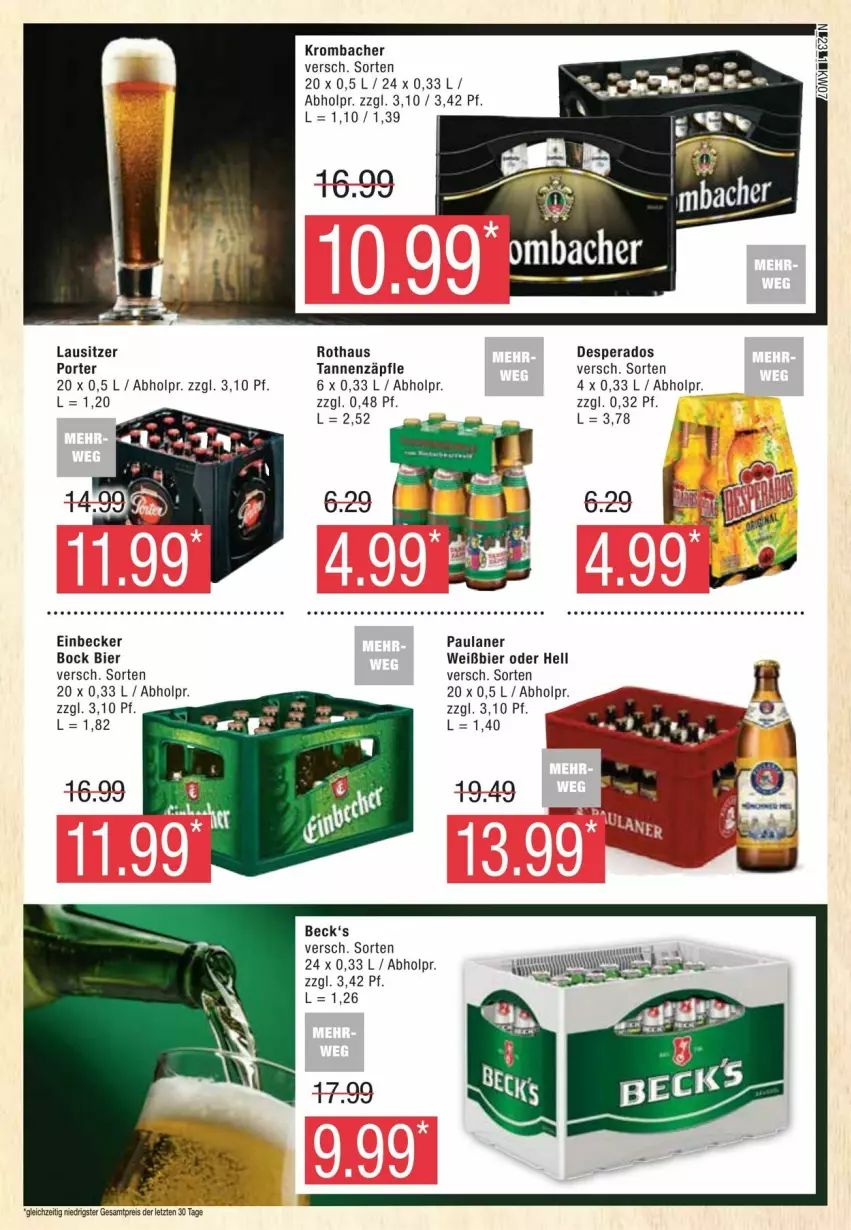 Aktueller Prospekt Edeka - Prospekte - von 10.02 bis 17.02.2024 - strona 23 - produkty: bier, desperados, eis, krombache, krombacher, Paula, paulaner, reis, Ti, ZTE