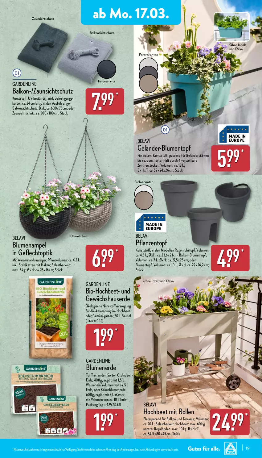 Aktueller Prospekt Aldi Nord - Von Montag - von 17.03 bis 22.03.2025 - strona 19 - produkty: beutel, bio, blume, blumen, Blumenampel, blumenerde, dell, elle, erde, Garten, Gewächshaus, gin, Kette, kokos, Mode, orchidee, orchideen, Orchideenerde, pflanze, pflanzen, regal, Ria, Ti, topf, wasser, ZTE