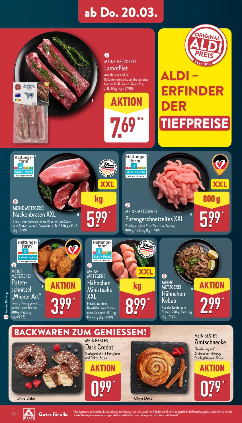 Aktueller Prospekt Aldi Nord - Von Montag - von 17.03 bis 22.03.2025 - strona 28 - produkty: aldi, backwaren, bio, braten, brustfilet, eis, Elan, filet, geback, geschnetzeltes, gewürz, gin, grill, Heu, kräuter, lamm, marinade, Plunder, pute, Putengeschnetzeltes, reis, Ria, schnitzel, schwein, steak, steaks, Ti, tiefpreis, wein, wiener, Zelt, ZTE, zucker