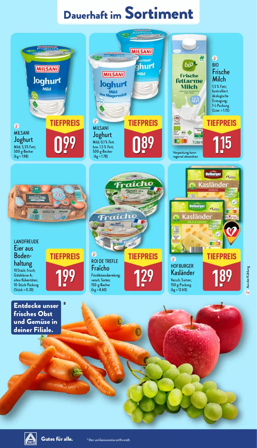 Aktueller Prospekt Aldi Nord - Von Montag - von 17.03 bis 22.03.2025 - strona 42 - produkty: auer, Becher, bio, burger, decke, eier, eis, frische milch, frischkäse, frischkäsezubereitung, joghur, joghurt, joghurt mild, Käse, milch, obst, Obst und Gemüse, reis, Ti, tiefpreis, trolli, und gemüse