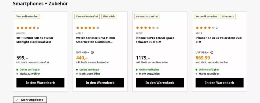 Aktueller Prospekt Saturn - Prospekte - von 17.07 bis 26.07.2023 - strona 4 - produkty: angebot, angebote, Apple, Dual SIM, GPS, Honor, iphone, korb, lack, ndk, sim, smartphone, smartphones, smartwatch, versandkostenfrei