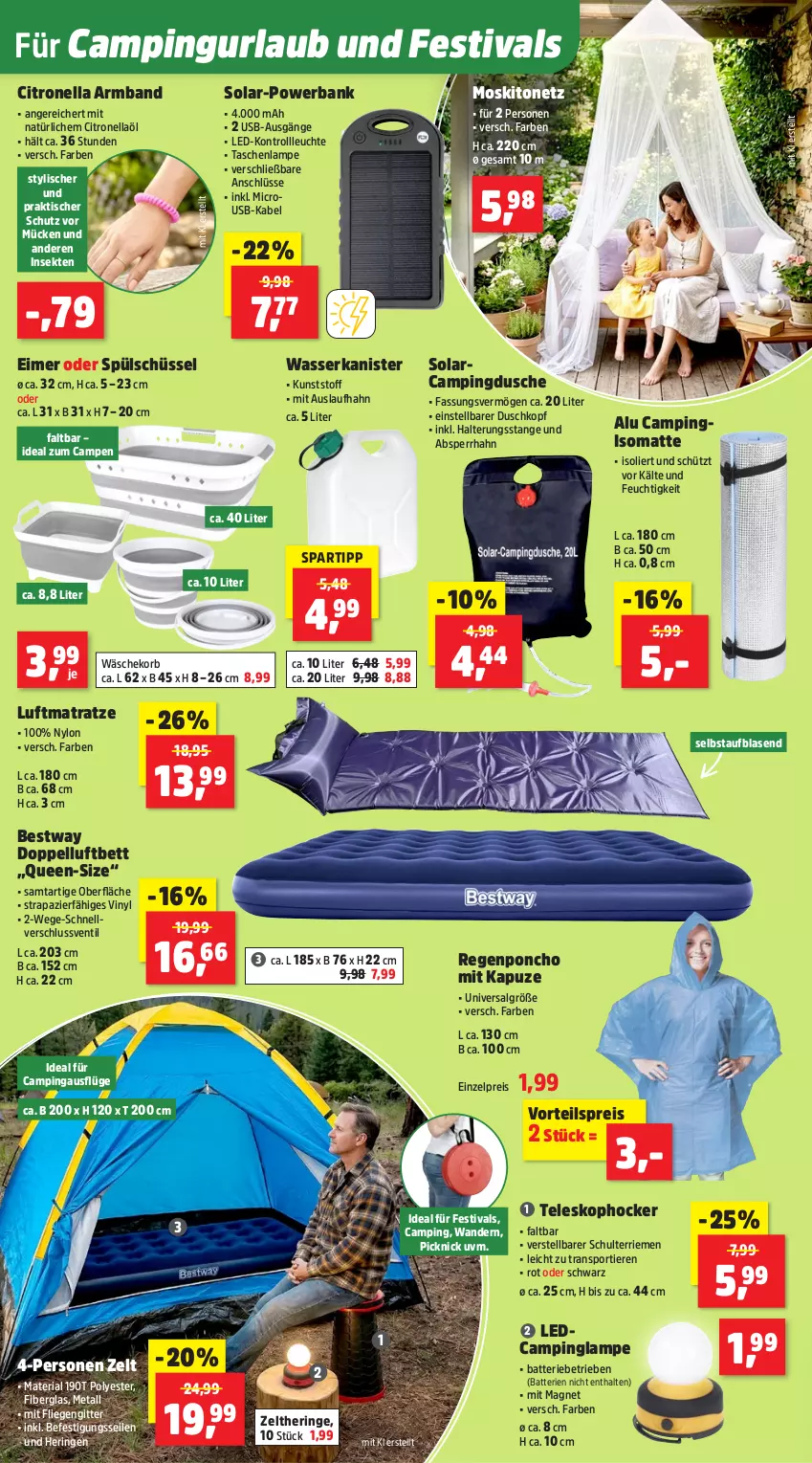 Aktueller Prospekt Thomas Philipps - von 20.04 bis 25.04.2026 - strona 8 - produkty: Armband, Bank, batterie, batterien, bestway, bett, dusche, eimer, eis, fliegengitter, hering, hocker, korb, Lampe, Leuchte, LG, Liege, luftbett, luftmatratze, matratze, moskitonetz, powerbank, reis, Ria, ring, schüssel, sekt, somat, spartipp, Sport, Tasche, taschen, taschenlampe, Teleskop, Ti, Tiere, tisch, usb, vorteilspreis, wäschekorb, wasser, Zelt