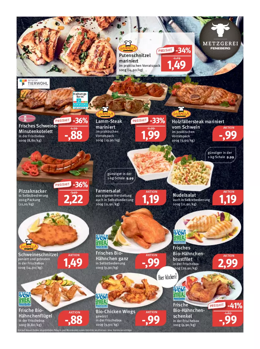 Aktueller Prospekt Feneberg - Prospekte - von 14.07 bis 16.07.2022 - strona 2 - produkty: bio, braten, brustfilet, chicken wings, eis, filet, fleisch, garnier, gewürz, hähnchenbrust, hähnchenbrustfilet, hähnchenflügel, hähnchenschenkel, henkel, Holz, knacker, kotelett, lamm, nudel, nudelsalat, pizza, pute, putenschnitzel, reis, salat, Schal, Schale, schenkel, schnitzel, schwein, schweine, schweineschnitzel, steak, Ti, tisch, wein, weine, wurst